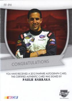 2012 Press Pass Fanfare - Autographs Silver #FF-PH Paulie Harraka Back