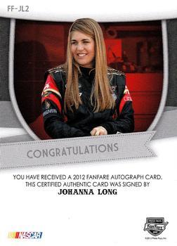 2012 Press Pass Fanfare - Autographs Gold #FF-JL2 Johanna Long Back