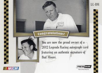 2012 Press Pass Legends - Autographs Blue #LG-BM Bud Moore Back