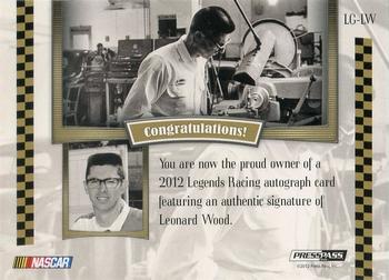 2012 Press Pass Legends - Autographs Silver #LG-LW Leonard Wood Back