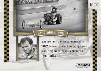 2012 Press Pass Legends - Autographs Silver #LG-DG Don Garlits Back