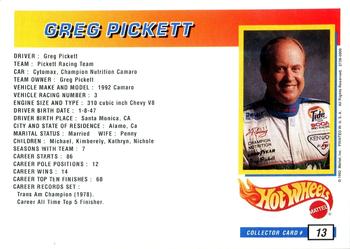 1992 Hot Wheels ProCircuit #13 Greg Pickett Back