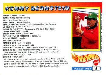 1992 Hot Wheels ProCircuit #4 Kenny Bernstein Back
