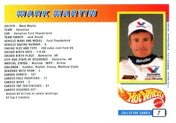 1992 Hot Wheels ProCircuit #7 Mark Martin Back
