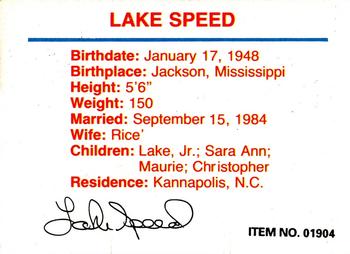 1989-92 Racing Champions Stock Car #01904 Lake Speed Back