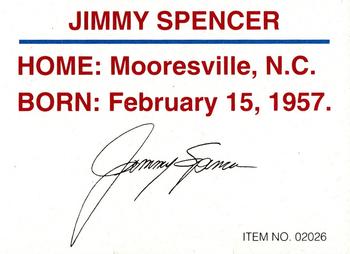 1993 Racing Champions Stock Car #02026 Jimmy Spencer Back