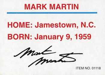 1993 Racing Champions Stock Car #01118 Mark Martin Back