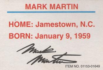 1993 Racing Champions Stock Car #01153-01649 Mark Martin Back