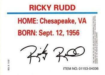 1998 Racing Champions NASCAR #01153-04036 Ricky Rudd Back
