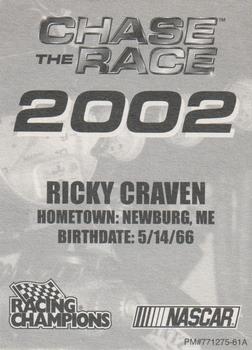 2002 Racing Champions #771275-61A Ricky Craven Back