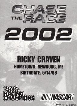 2002 Racing Champions #771275-6HA Ricky Craven Back