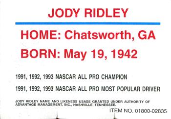 1994 Racing Champions Premier #01800-02835 Jody Ridley Back