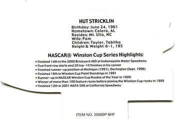 2001 Racing Champions Exclusives #20500P-6HF Hut Stricklin Back