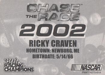 2002 Racing Champions Premier #774275-61A Ricky Craven Back