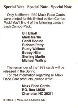 1989 Maxx - Preview Set #NNO Checklist Back