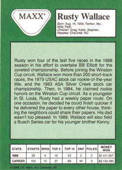 1989 Maxx - Preview Set #NNO Rusty Wallace Back