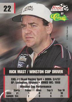 1995 Finish Line - Silver #22 Rick Mast Back