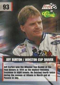 1995 Finish Line - Silver #93 Jeff Burton Back