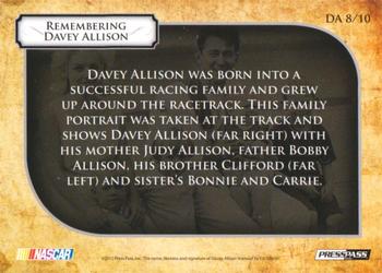 2013 Press Pass Legends - Remembering Davey Allison Blue #DA 8 Allison Family Back