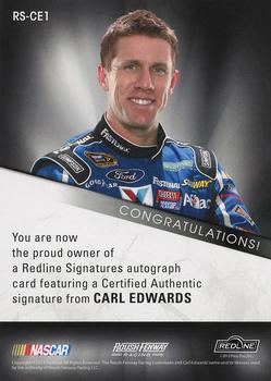 2013 Press Pass Redline - Signatures Blue #RS-CE1 Carl Edwards Back