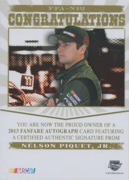 2013 Press Pass Fanfare - Autographs Silver Door Number #FFA-NPJ Nelson Piquet Jr. Back