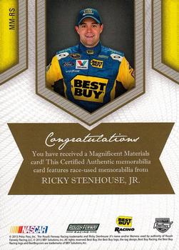 2013 Press Pass Fanfare - Magnificent Materials Gold #MM-RS Ricky Stenhouse Jr. Back