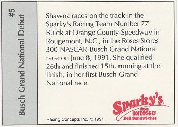 1991 Sparky's Racing Team #5 Busch Grand National Debut Back