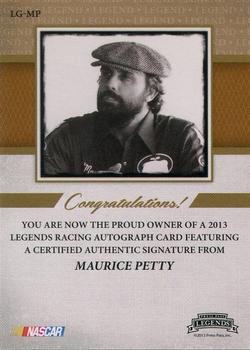 2013 Press Pass Legends - Autographs Gold #LG-MP Maurice Petty Back