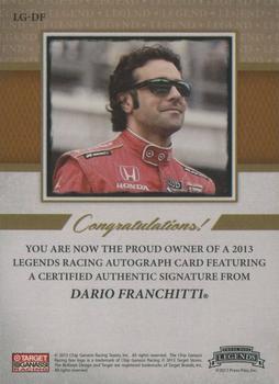 2013 Press Pass Legends - Autographs Holofoil #LG-DF Dario Franchitti Back