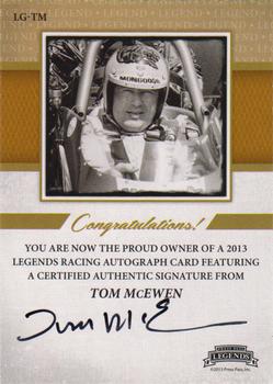 2013 Press Pass Legends - Autographs Silver #LG-TW Tom McEwen Back