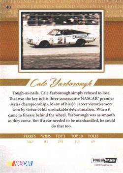 2013 Press Pass Legends - Gold #40 Cale Yarborough Back