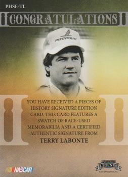 2013 Press Pass Legends - Pieces of History Signature Edition Gold #PSHE-TL Terry Labonte Back