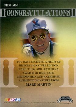 2013 Press Pass Legends - Pieces of History Signature Edition Gold #PSHE-MM Mark Martin Back