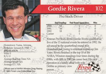 1993 Finish Line NHRA #102 Gordie Rivera Back