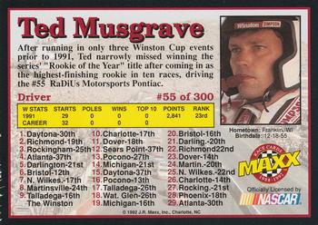 1992 Maxx (Black) #55 Ted Musgrave Back