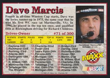 1992 Maxx (Black) #71 Dave Marcis Back