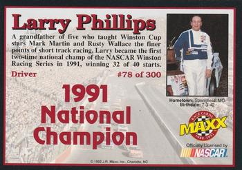 1992 Maxx (Black) #78 Larry Phillips Back