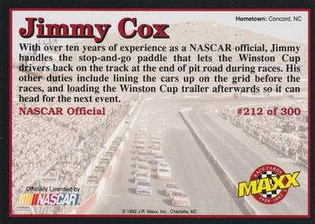 1992 Maxx (Black) #212 Jimmy Cox Back