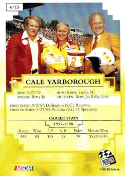 2003 Press Pass UMI Winston Cup Champions #4 Cale Yarborough Back