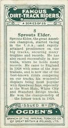 1929 Ogdens Famous Dirt Track Riders #8 Sprouts Elder Back