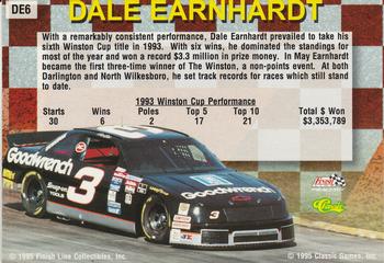 1995 Finish Line - Dale Earnhardt #DE6 Dale Earnhardt Back