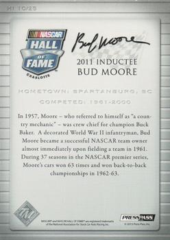 2014 Press Pass Total Memorabilia - Hall of Fame Plaques #HI 10 Bud Moore Back