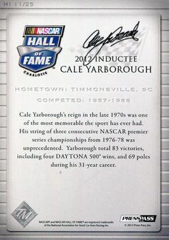 2014 Press Pass Total Memorabilia - Hall of Fame Plaques #HI 11 Cale Yarborough Back