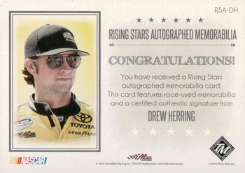 2014 Press Pass Total Memorabilia - Rising Stars Autographed Memorabilia Gold #RSA-DH Drew Herring Back