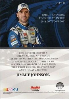 2014 Press Pass American Thunder - Great American Treads Autographs Blue #GAT-JJ Jimmie Johnson Back