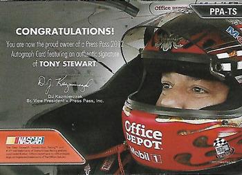 2012 Press Pass - Autographs Silver #PPA-TS Tony Stewart Back