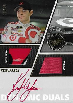 2014 Press Pass Redline - Dynamic Duals Autographs Gold #DD-KL Kyle Larson Front