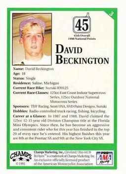 1991 Champs Hi Flyers #3 David Beckington Back