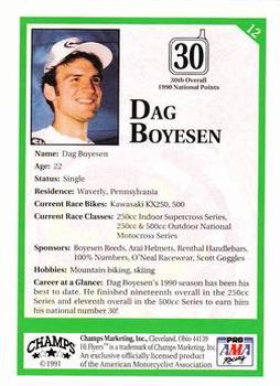 1991 Champs Hi Flyers #12 Dag Boyesen Back