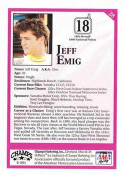 1991 Champs Hi Flyers #28 Jeff Emig Back